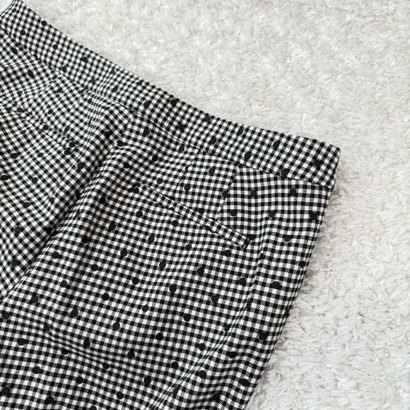 Talbots Pants Womens 8 Black White Checked Dot Wool Blend Cropped Bow Hem Dressy - Picture 3 of 12